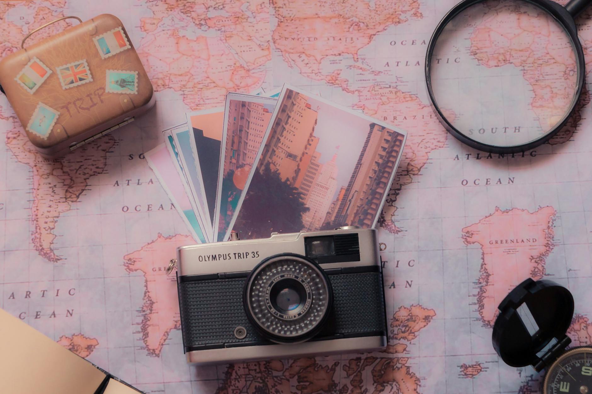 camera and pictures on map